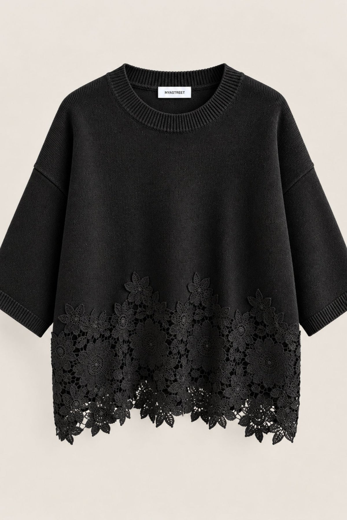 Maglia oversize con inserto in pizzo