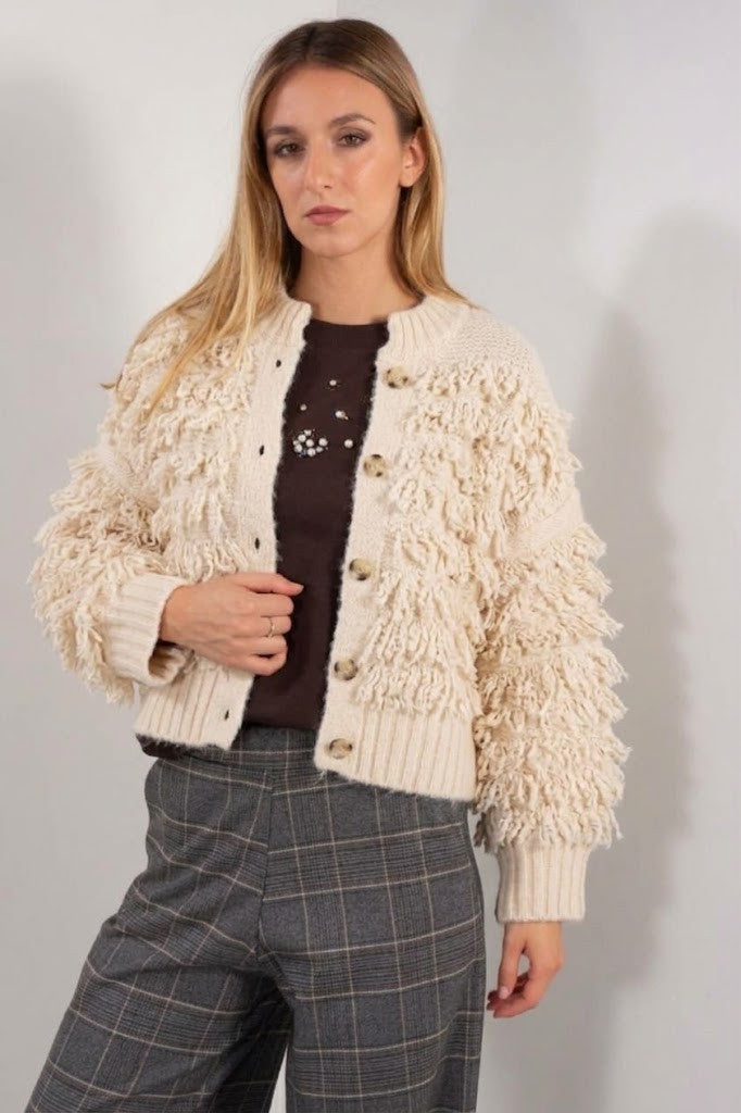 Cardigan Bomber frangiato