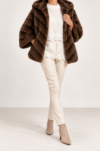 Ecopelliccia con cappuccio