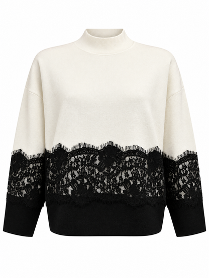 Maglia bicolore con pizzo