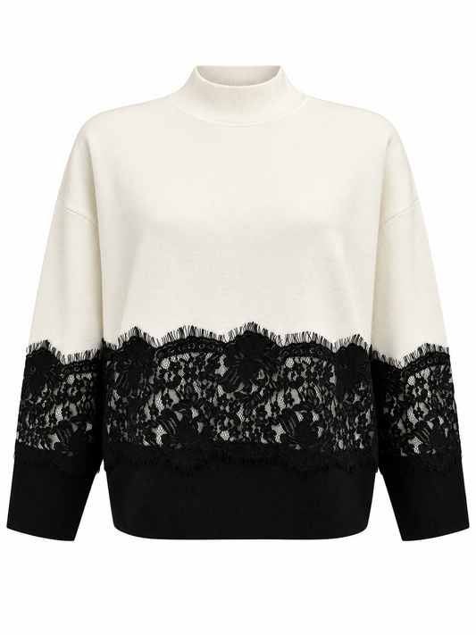 Maglia bicolore con pizzo
