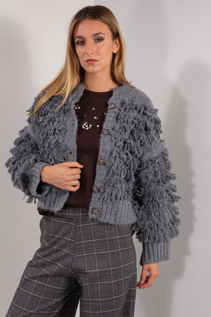 Cardigan Bomber frangiato
