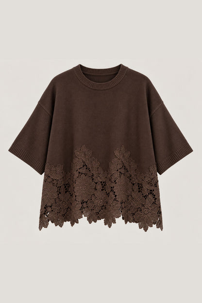 Maglia oversize con inserto in pizzo