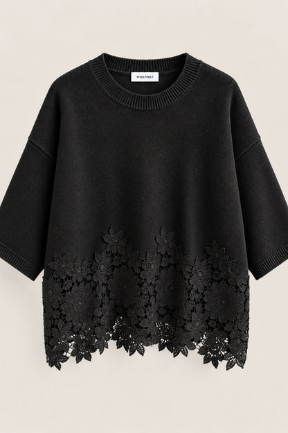 Maglia oversize con inserto in pizzo