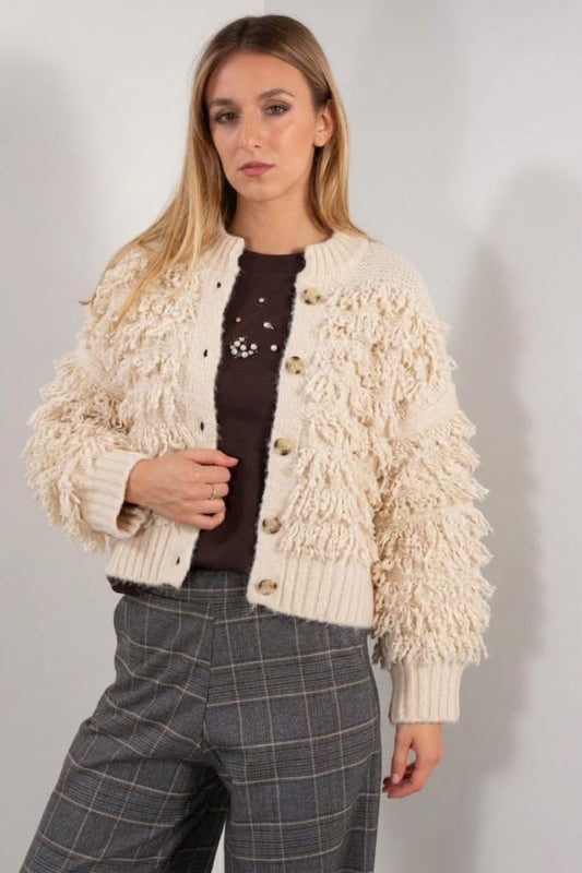 Cardigan Bomber frangiato