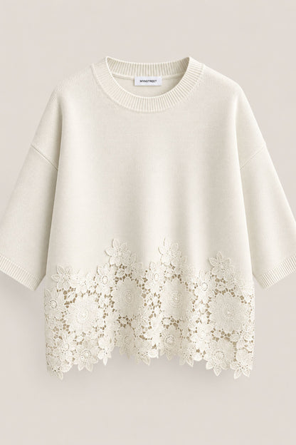 Maglia oversize con inserto in pizzo